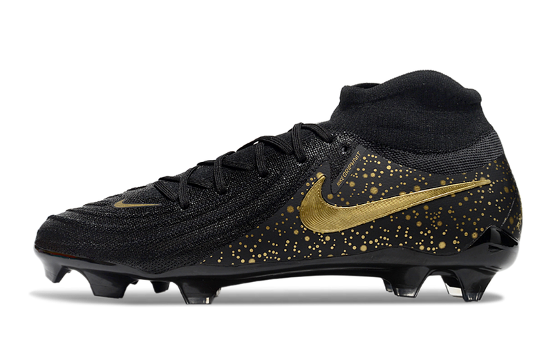 Chuteira Campo Nike Phantom Luna 2 Elite FG Preta e Dourado