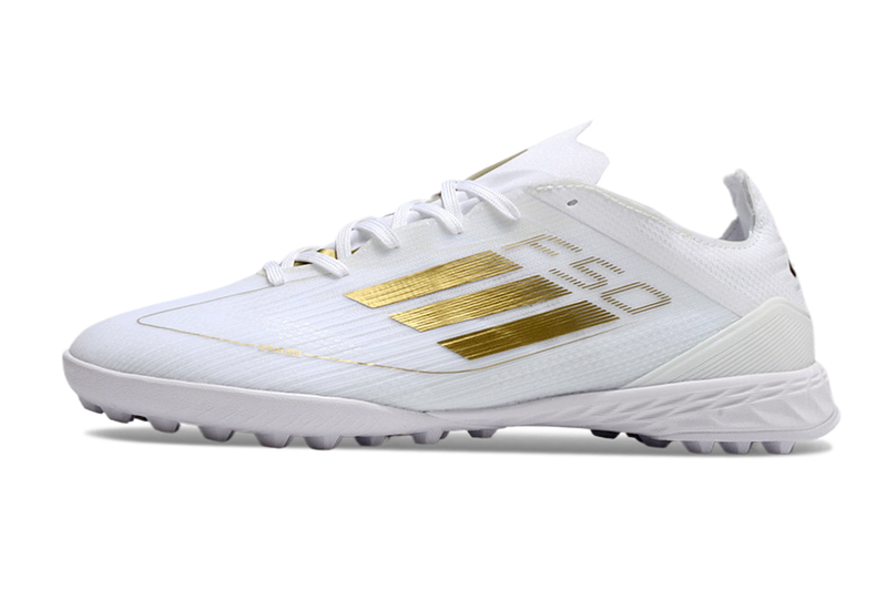 Societat de Botes de Futbol Adidas F50 TF Blanc i Or "Day Spark Pack" 