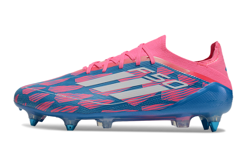 Chuteira Campo Adidas F50 Ponta de Aluminio Azul e Rosa