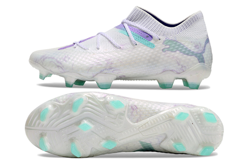 Bota de futbol Puma Future 7 FG Campo blanca, verda i violeta "Brilliance Pack" 