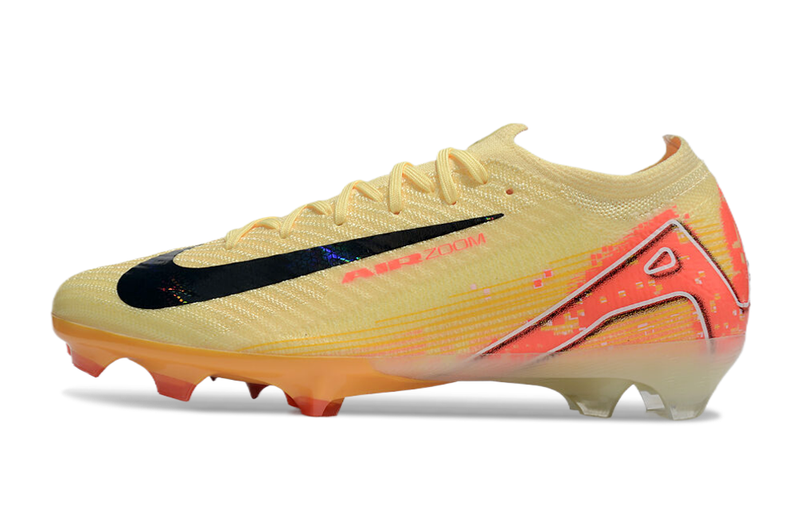 Chuteira Campo Nike Air Zoom Mercurial Vapor 16 Elite FG Amarelo e Laranja "Mbappe´s"