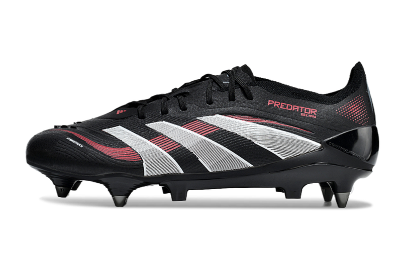 Chuteira Campo Adidas Predator Elite Ponta de Aluminio Preta e Vermelha "Stealth Victory"