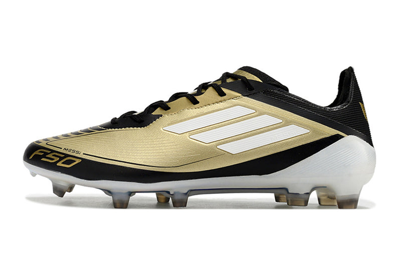 Chuteira Campo Adidas F50 Messi FG Preto e Dourado "Triunfo Dorado Pack"