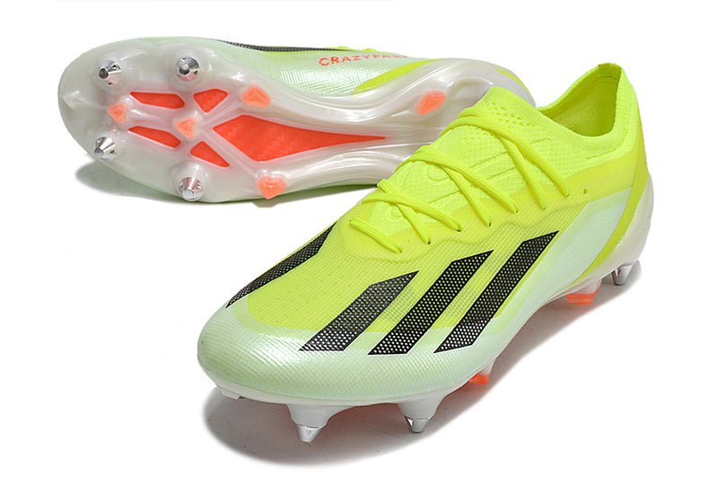 Bota de futbol Adidas X CrazyFast.1 verda i taronja amb punta d'alumini "Paquet d'energia solar"