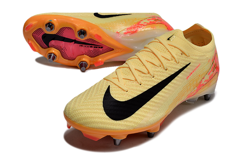 Chuteira Campo Nike Air Zoom Mercurial Vapor 16 Elite Trava Mista Amarelo e Laranja "Mbappé"