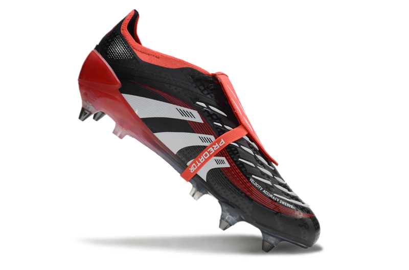 Chuteira Campo Adidas Predator Elite FT 30 Ponta de Aluminio Preta e Vermelha "Stealth Victory"