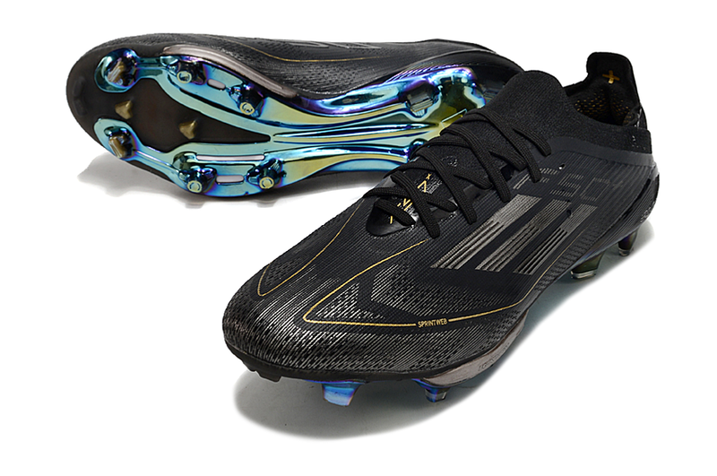 Botes de futbol Adidas F50+ FG negre i daurat "Dark Spark Pack" 