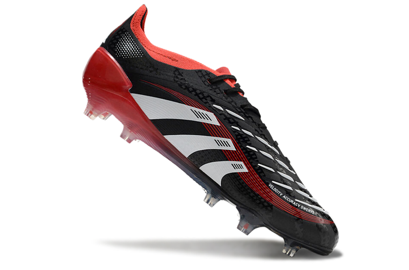 Chuteira Campo Adidas Predator Elite FG Preta e Vermelha "Stealth Victory"