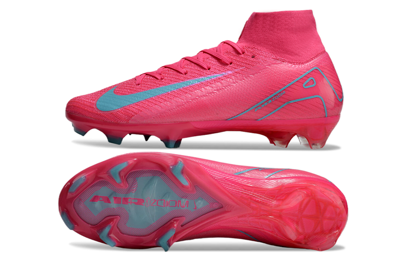 Chuteira Campo Nike Air Zoom Mercurial Superfly 10 Elite FG Rosa e Azul