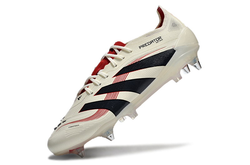 Chuteira Campo Adidas Predator Elite FT 30 Ponta de Aluminio Bege, Vermelha e Preta