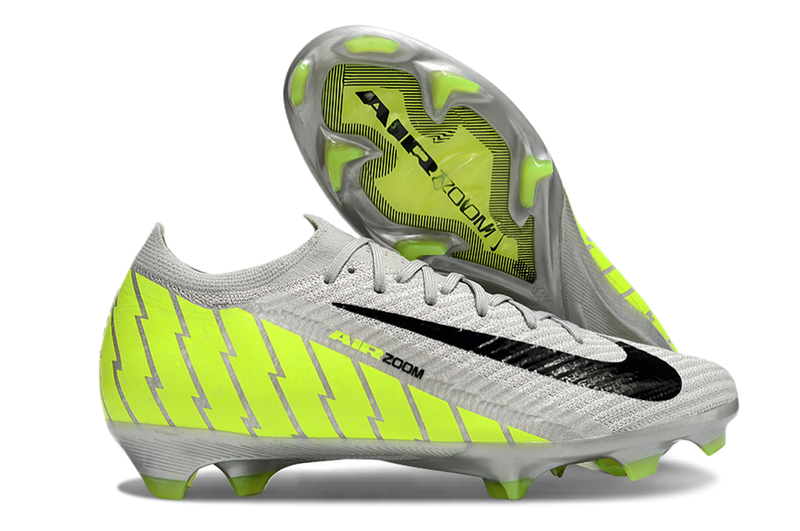 Chuteira Campo Nike Air Zoom Mercurial Vapor 16 Elite FG Cinza e Verde