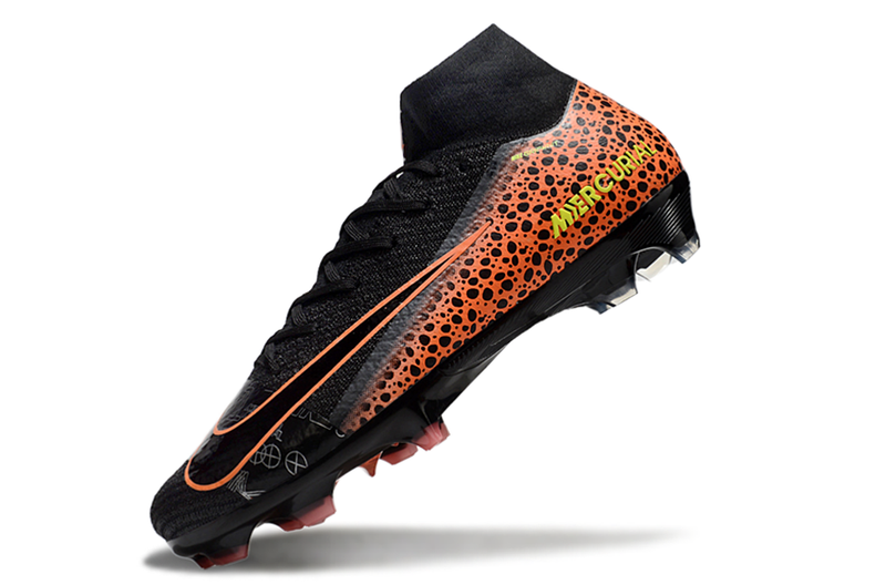 Chuteira Campo Nike Air Zoom Mercurial Superfly 10 Elite FG Preta e Laranja