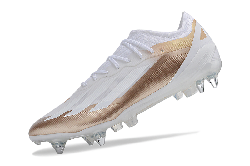 Adidas X Crazyfast Messi.1 White Aluminum Spike "El Ocho" Field Cleats