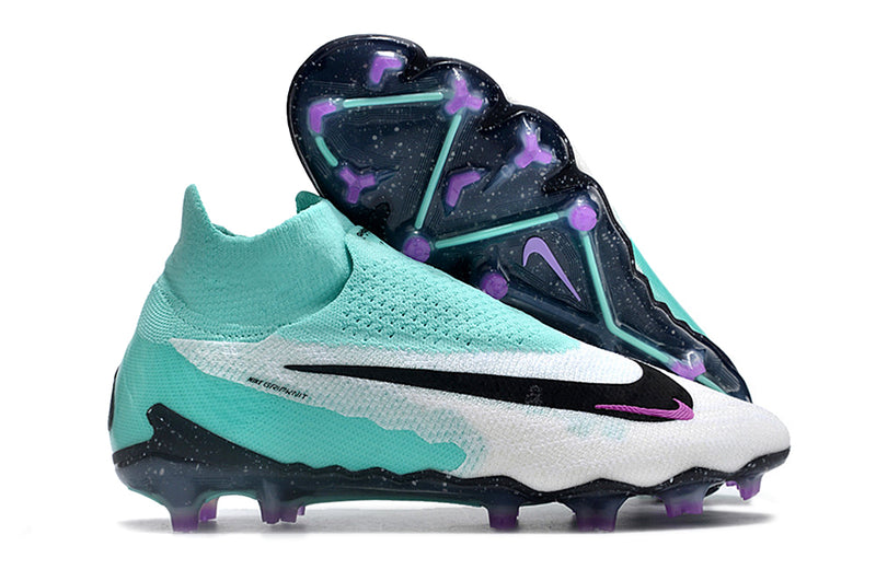 Botes de futbol Nike Phantom GX DF Elite FG blanc, verd i morat "Peak Ready Pack"