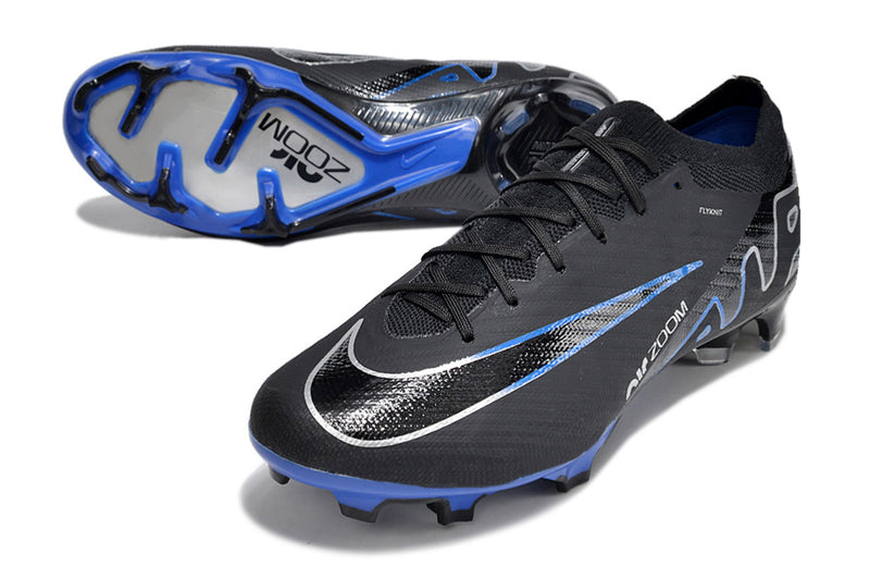 Chuteira Infantil Campo Nike Air Zoom Mercurial Vapor 15 Elite FG Preta e Azul "Shadow Pack"