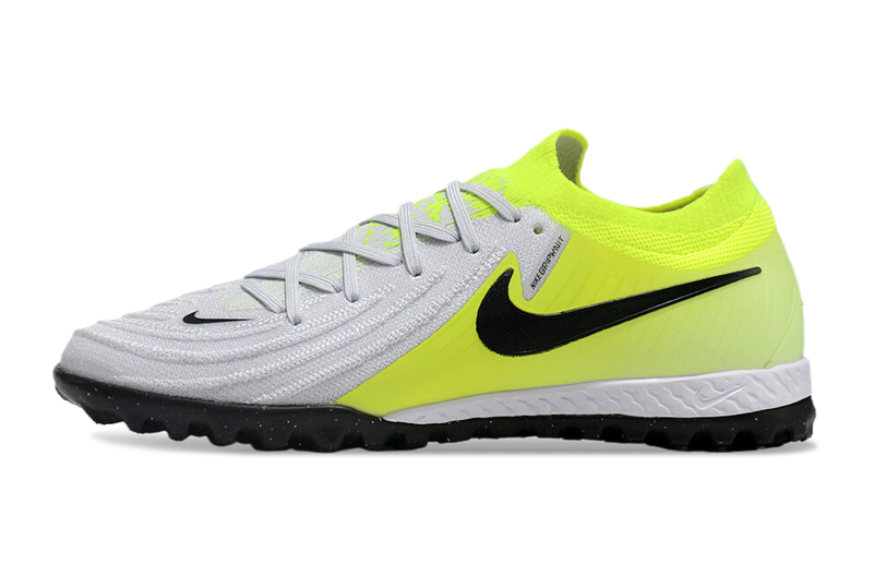 Chuteira Society Nike Phantom GX Elite TF Cinza e Verde "Mad Voltage"