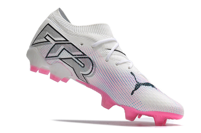 Chuteira Campo Puma Future 7 FG Branca e Rosa "Phenomenal Pack"