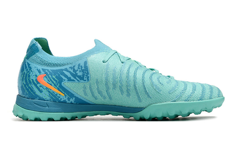 Chuteira Infantil Society Nike Phantom GX 2 Elite TF Azul e Verde "Vortex Pack"