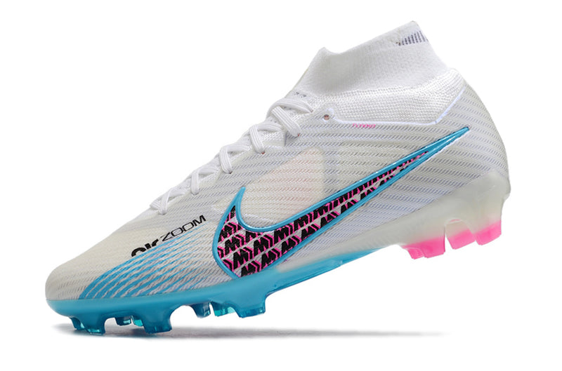 Bota de futbol Nike Air Zoom Mercurial Superfly 9 Elite FG en blanc i blau "Blast Pack".