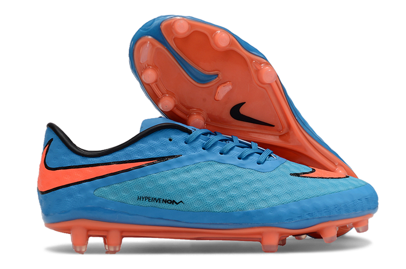 Botes de futbol Nike Retro Hypervenom Phantom I FG blau, taronja i negre 