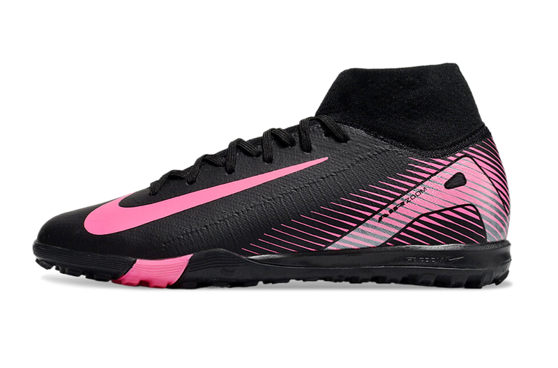 Chuteira Society Nike Air Zoom Mercurial Superfly 10 Elite TF Preta e Rosa