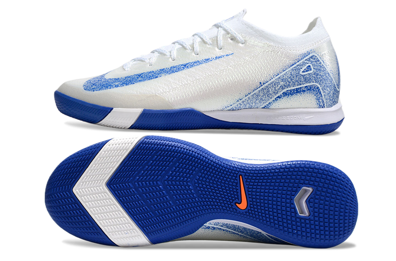 Chuteira Futsal Nike Air Zoom Mercurial Vapor 16 Elite IC Branca e Azul