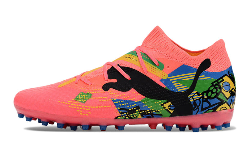 Puma Future 7 MG Pink, Blue, Green and Yellow "Brazil Pack" Soccer Cleats 