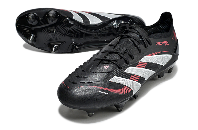 Chuteira Campo Adidas Predator Elite Ponta de Aluminio Preta e Vermelha "Stealth Victory"