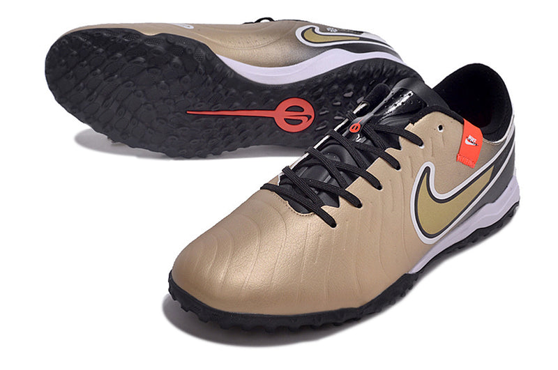 Chuteira Society Nike Tiempo Legend 10 Pro TF Preta e Dourado "Golden Touch"