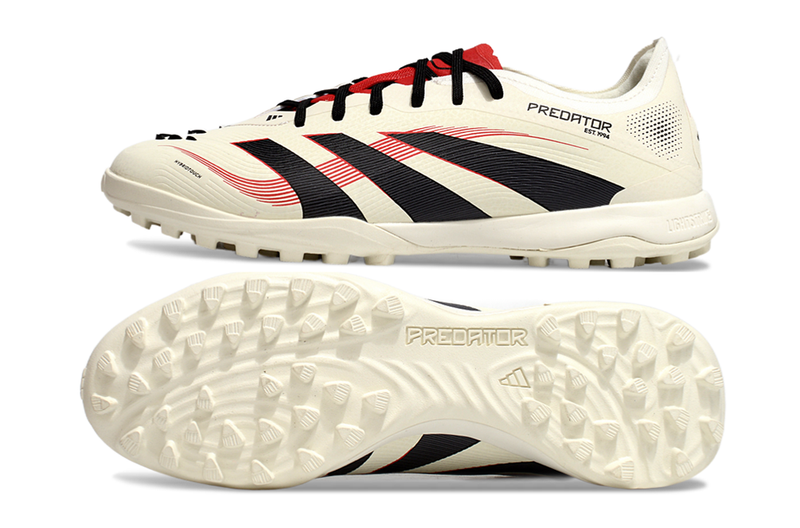 Chuteira Society Adidas Predator Elite TF Bege, Vermelha e Preta