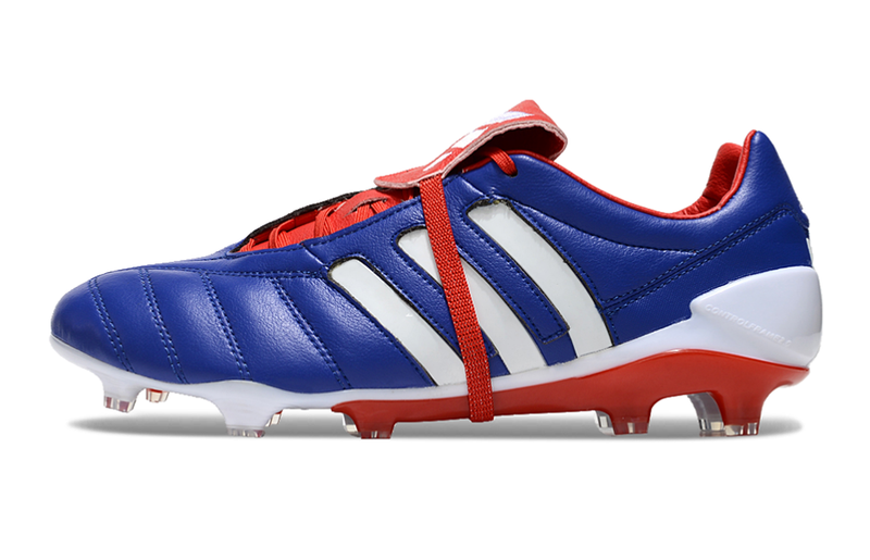 Chuteira Campo Adidas Predator Mania FG Azul, Branca e Vermelha "Made in Germany"