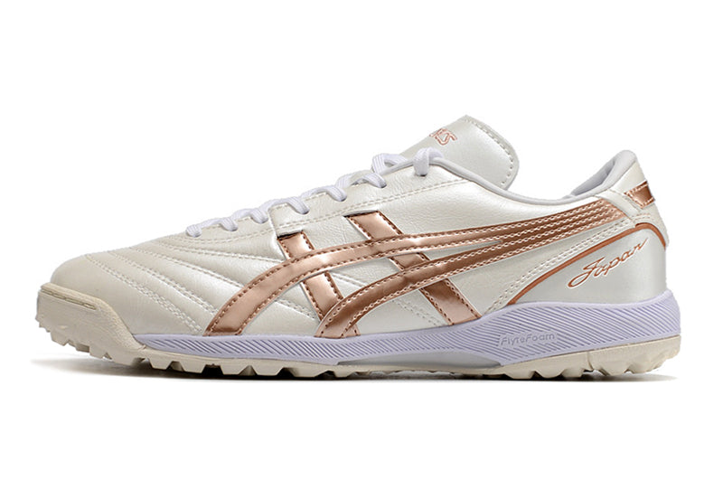 Chuteira Society Asics Japan TF Branca e Bege