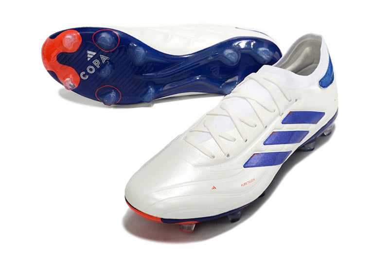 Botes de futbol Adidas Copa Pure II + FG blanc, blau i vermell "Paquet avançat"