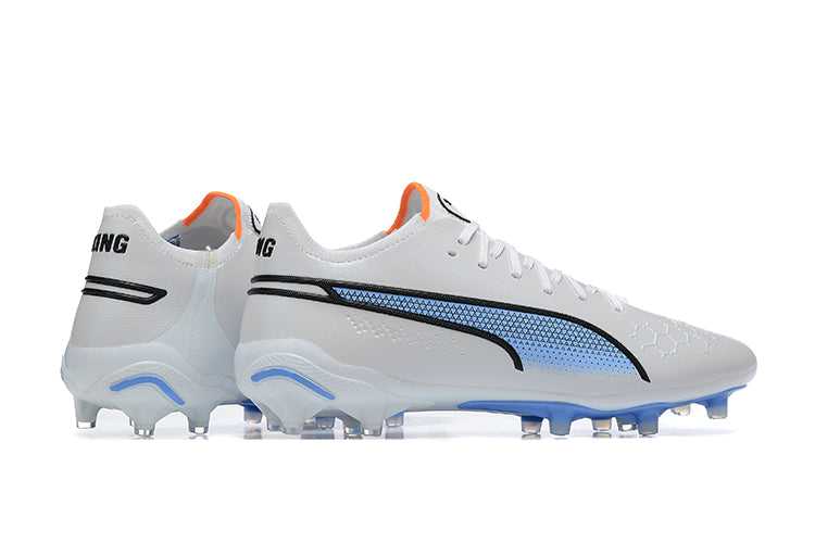 Puma King Ultimate FG White and Blue "Supercharge Pack" Field Boots