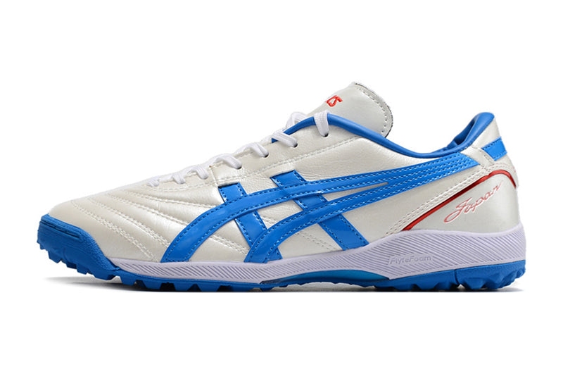 Chuteira Society Asics Japan TF Branca e Azul