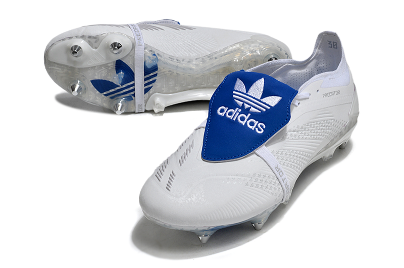 Chuteira Campo Adidas Predator Elite FT 30 Ponta de Aluminio Branca e Azul "Kvara 7"