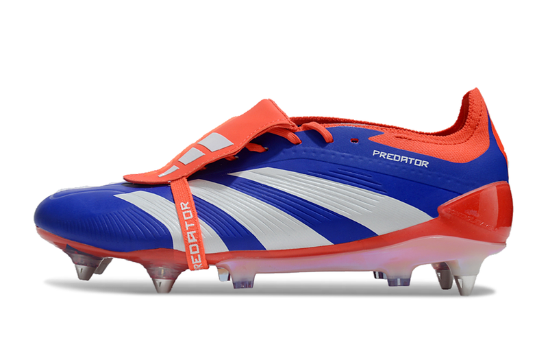 Chuteira Campo Adidas Predator Elite FT 30 Ponta de Aluminio Azul, Vermelho e Branco