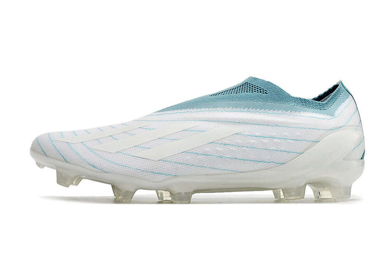 Velocidade é com Adidas X Speedportal+ FG Branca e Azul "Sustainability Pack" na Farda de Boleiro Garanta a qualidade de Jogadores Profissionais e Frete GRÁTIS!