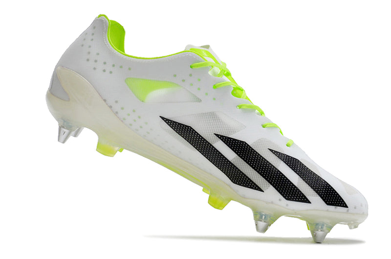 Bota de futbol Adidas X Crazyfast+ blanca i verda amb punta d'alumini "Crazyrush"