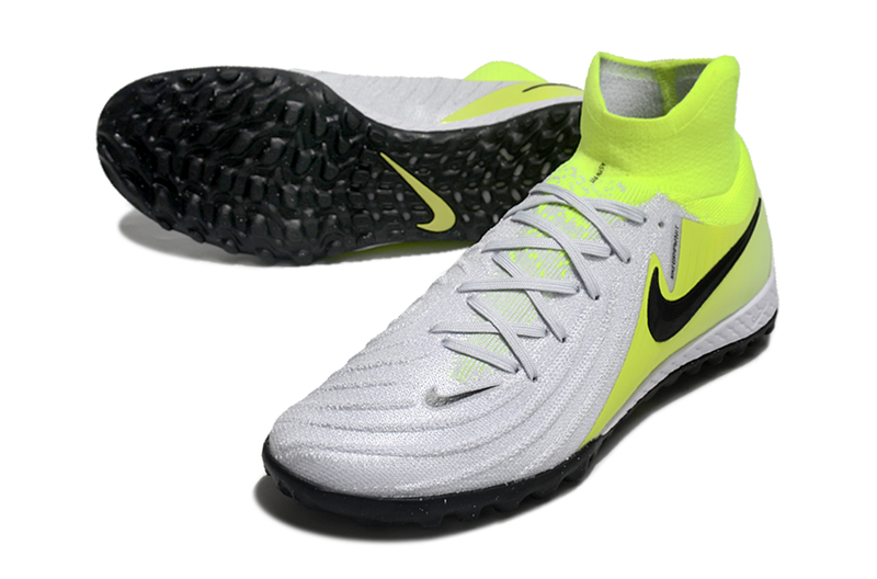 Chuteira Society Nike Phantom Luna 2 Elite TF Cinza e Verde "Mad Voltage"