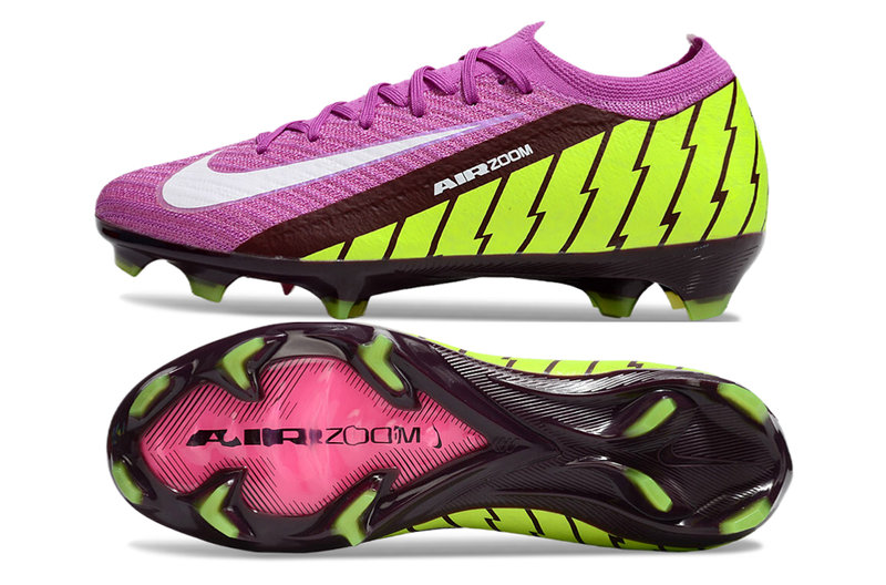 Chuteira Campo Nike Air Zoom Mercurial Vapor 16 Elite FG Roxa e Verde