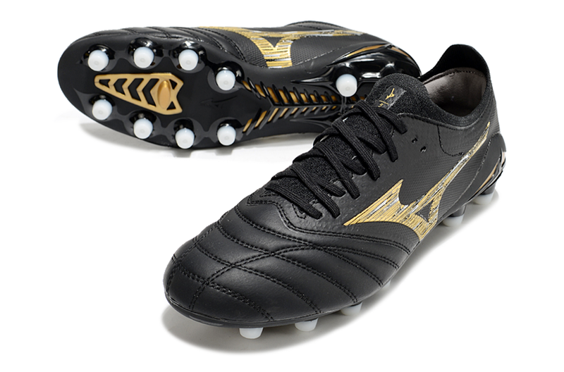 Chuteira Campo Mizuno Morelia Neo 4 Beta FG Preta "Aurum"