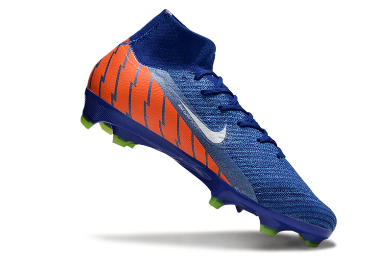 Chuteira Campo Nike Air Zoom Mercurial Superfly 10 Elite FG Azul, Verde e Laranja