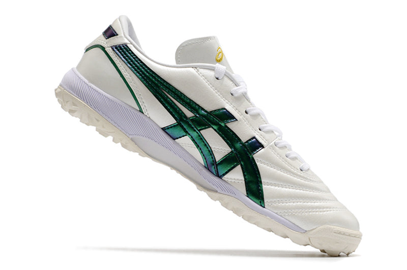 Chuteira Society Asics Japan TF Branca e Verde