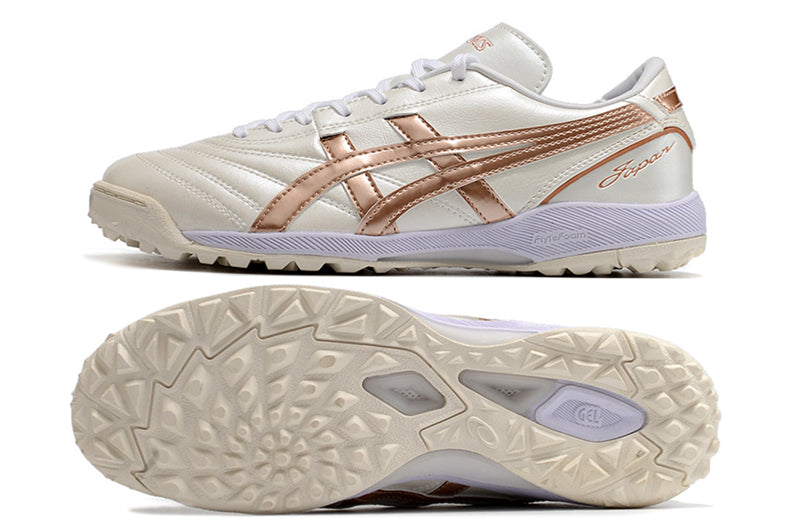 Chuteira Society Asics Japan TF Branca e Bege