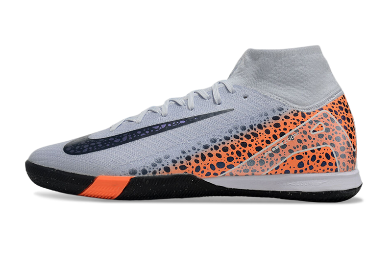 Chuteira Futsal Nike Air Zoom Mercurial Superfly 10 Elite IC Branca, Laranja e Preto