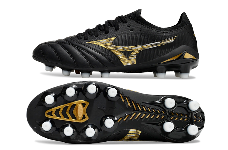 Chuteira Campo Mizuno Morelia Neo 4 Beta FG Preta "Aurum"