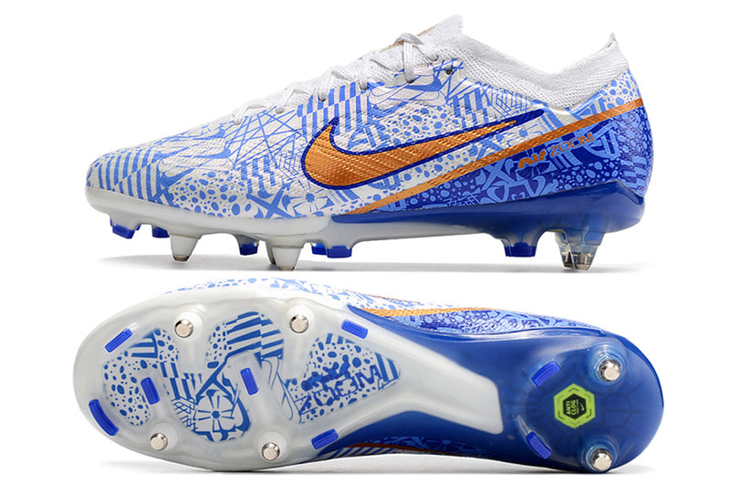 Chuteira Campo Nike Air Zoom Mercurial Vapor 15 Elite Ponta de Aluminio Azul "CR7"