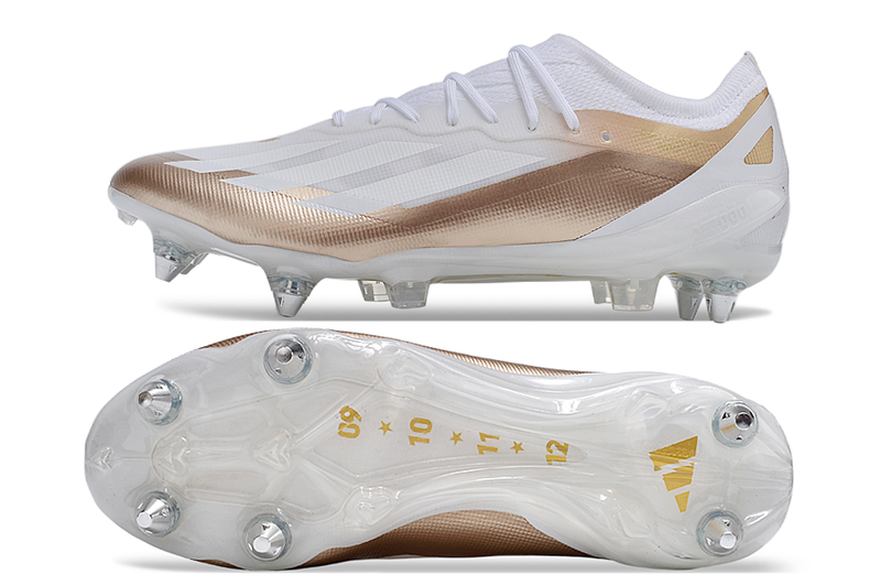 Adidas X Crazyfast Messi.1 White Aluminum Spike "El Ocho" Field Cleats