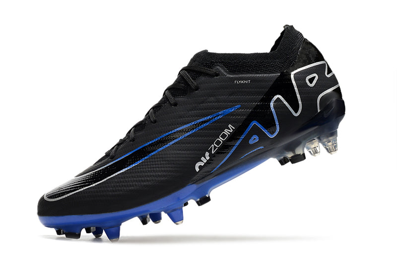 Nike Air Zoom Mercurial Vapor 15 Elite Aluminum Spike Black and Blue "Shadow Pack" Field Football Boot